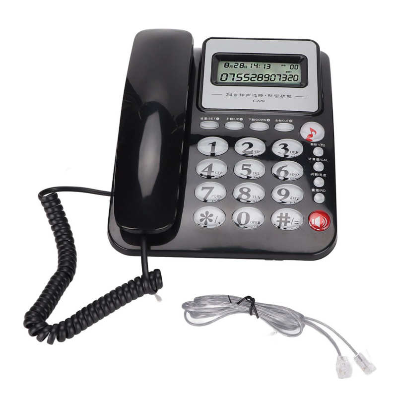 C228 Desktop Corded Telephone Home Office Fixed Phone with Storage Memory Caller ID Speaker Volume Control