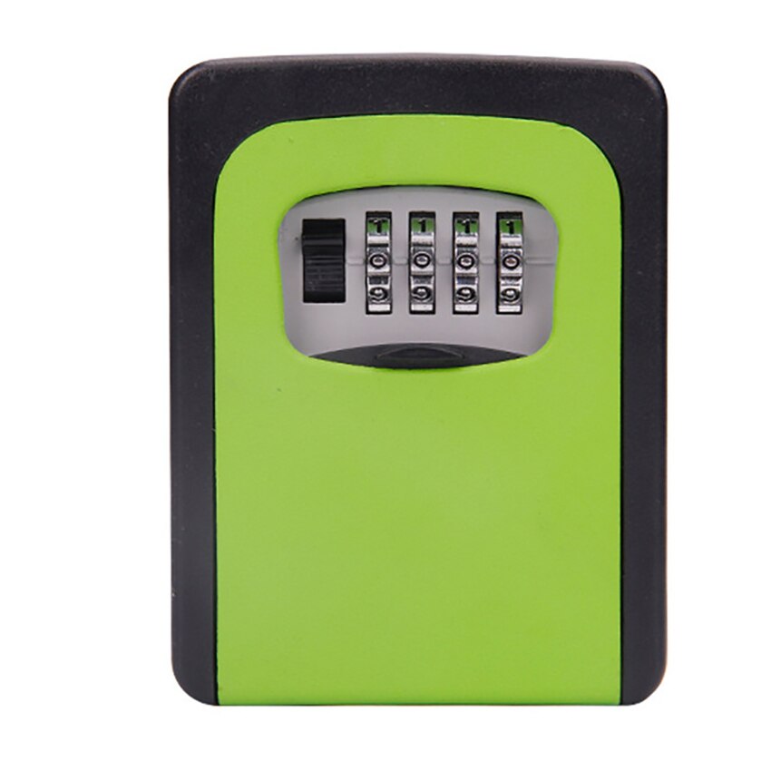 Metal nøgle låsekasse vægmonteret vandtæt kombinationsnøglesikker kasse til udendørs hus, nøgleopbevaringsboks med nulstillelig kode: Grøn
