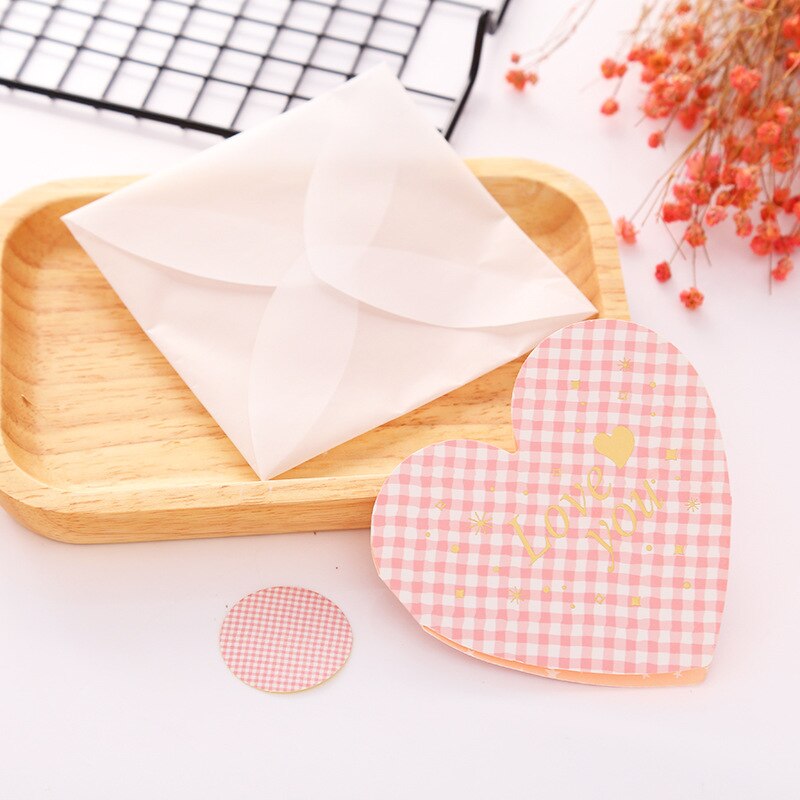 10pcs/set greeting card blessing language cardheart-shaped folding message card birthday business card: Love you (10pcs)
