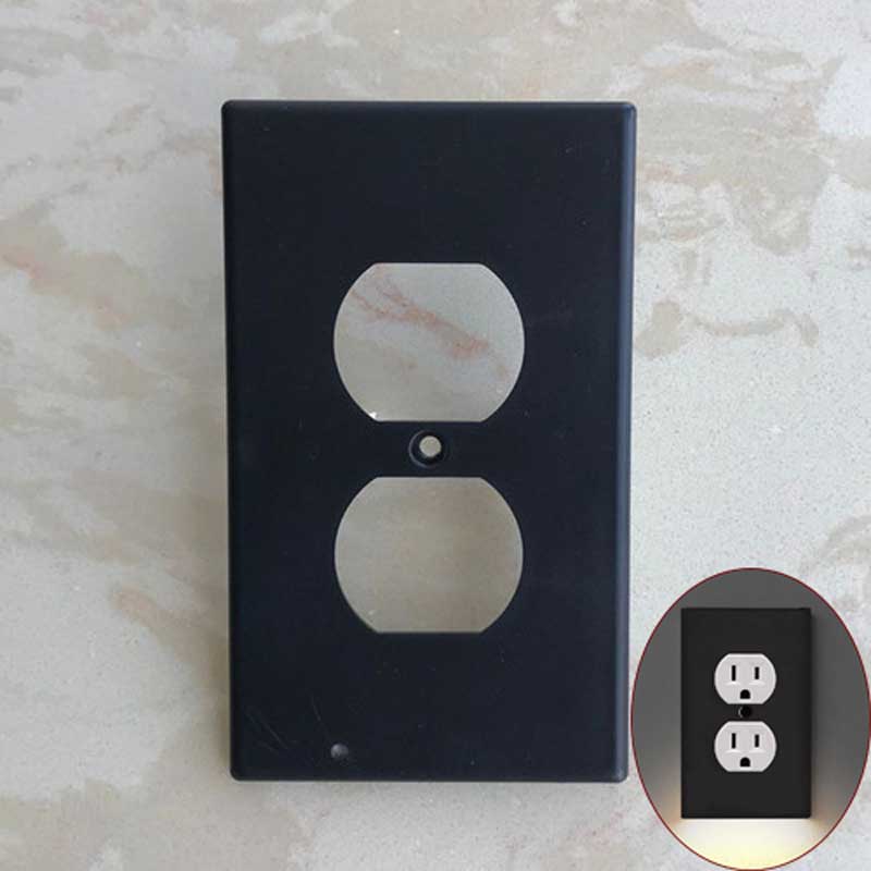 Duplex Electrical Outlet Modern Plugboard Plug-In Electrical Receptacle Wall Plate With LED Night Lights - Auto On/Off Sensor: MULTI