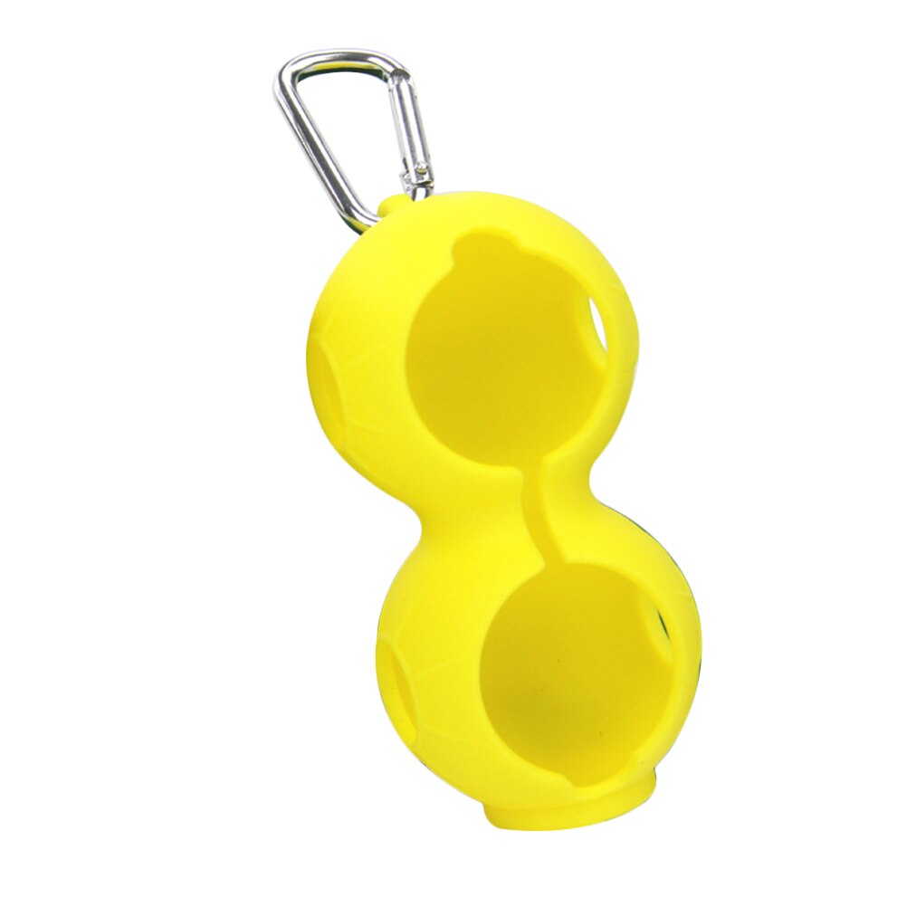 Soporte para pelota de Golf, de silicona, doble bola, almacenamiento, portador de protección con gancho: Amarillo