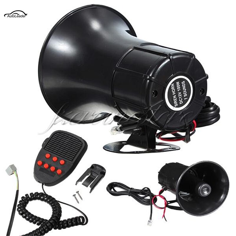 Car 7 Tone Loud Horn Speaker Motorcycle Megaphone Traditional Hooter Ringing Alarm Wailing Ambulance Blaring Siren