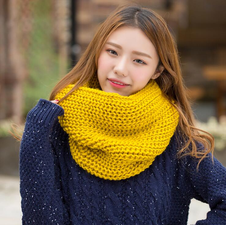 Women Scarf Unisex Winter Scarf Knitted Scarves Collar Neck Warmer Lady Crochet Ring Spain Loop