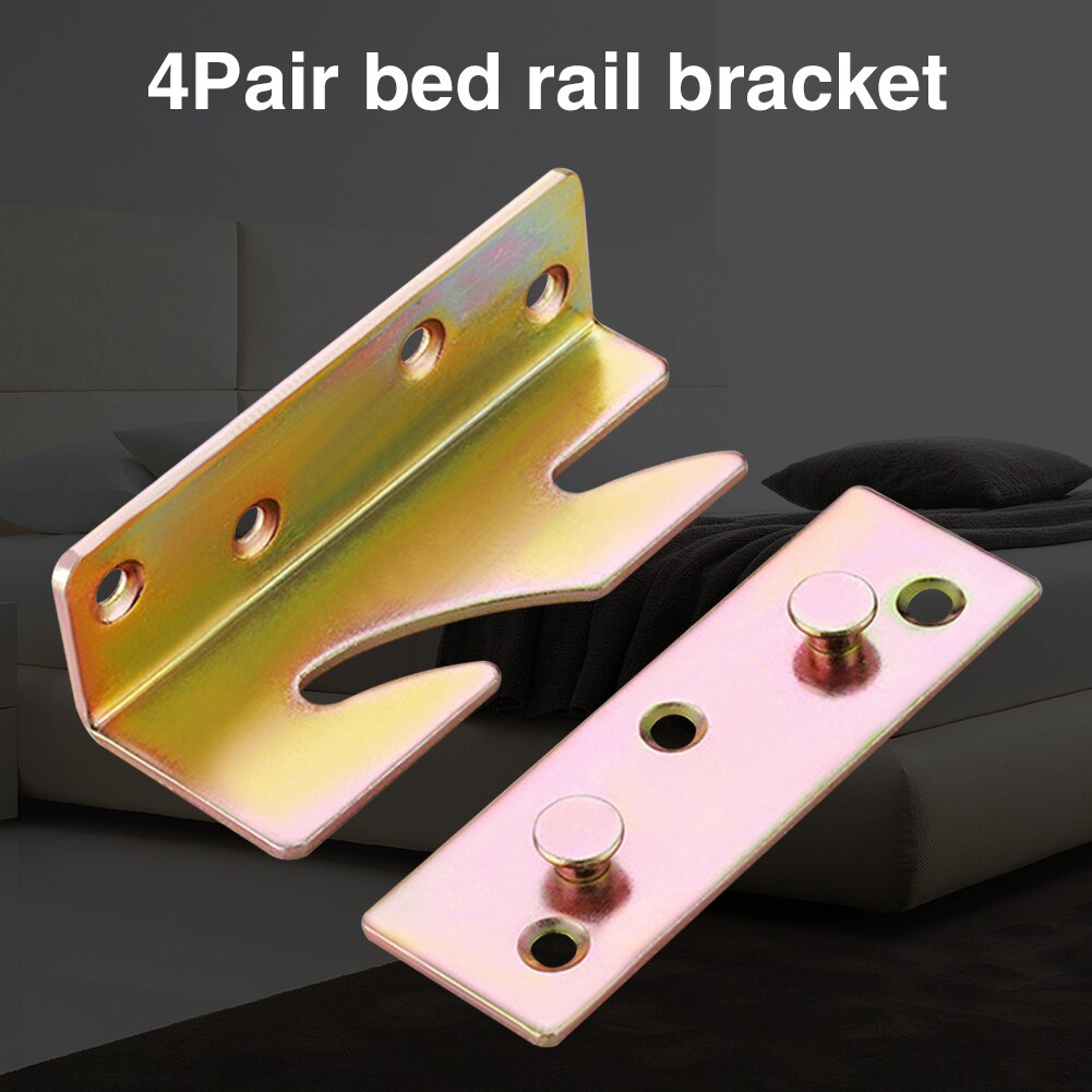 4pair/set Universal Bedroom Thickened Furniture Fittings Non Mortise Home Bed Rail Brackets Recessed Concealed Connector Iron