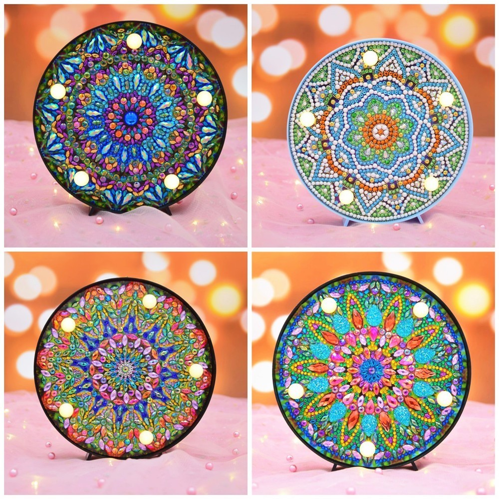 HUACAN lampe à peindre en diamant pour enfants | Bricolage, lampe mosaïque en diamant avec motif Mandala broderie diamant, de dessin animé, de noël pour enfants