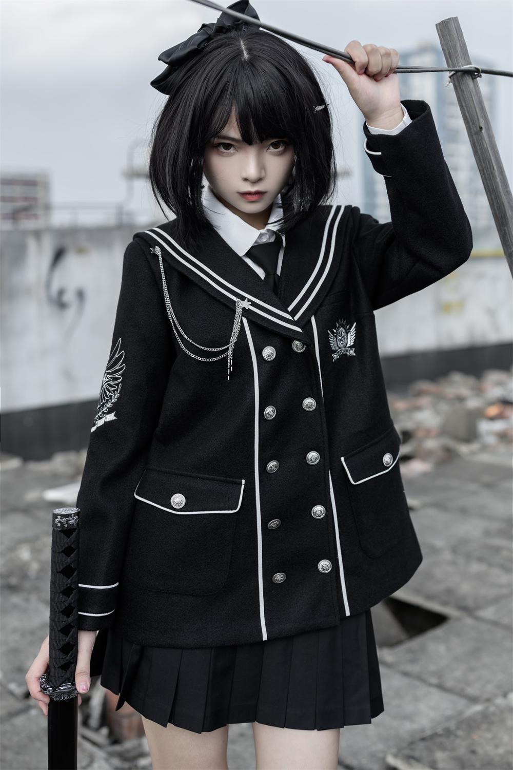 Uniforme gothique jk, veste en laine douce, style collège, costume d&#39;étudiant, robe victorienne rétro, kawaii, lolita