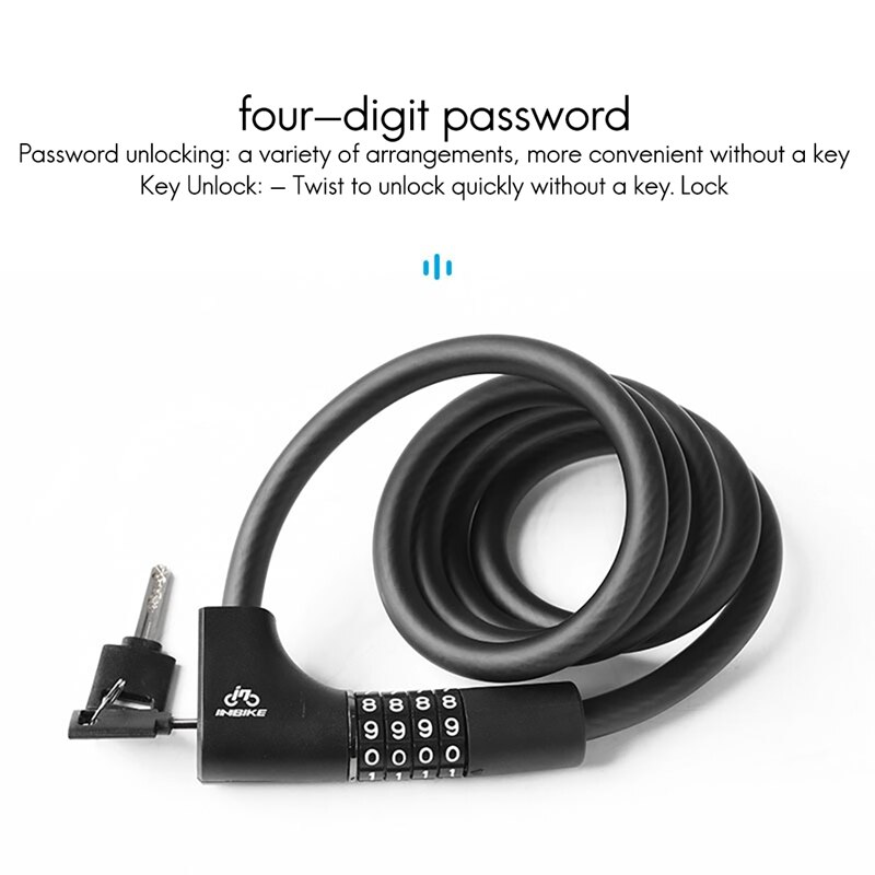 Inbike Fietsslot Draagbare Mtb Code Hangslot Roestvrij Anti-Diefstal Fietsslot Voor Motor Scooter Bike