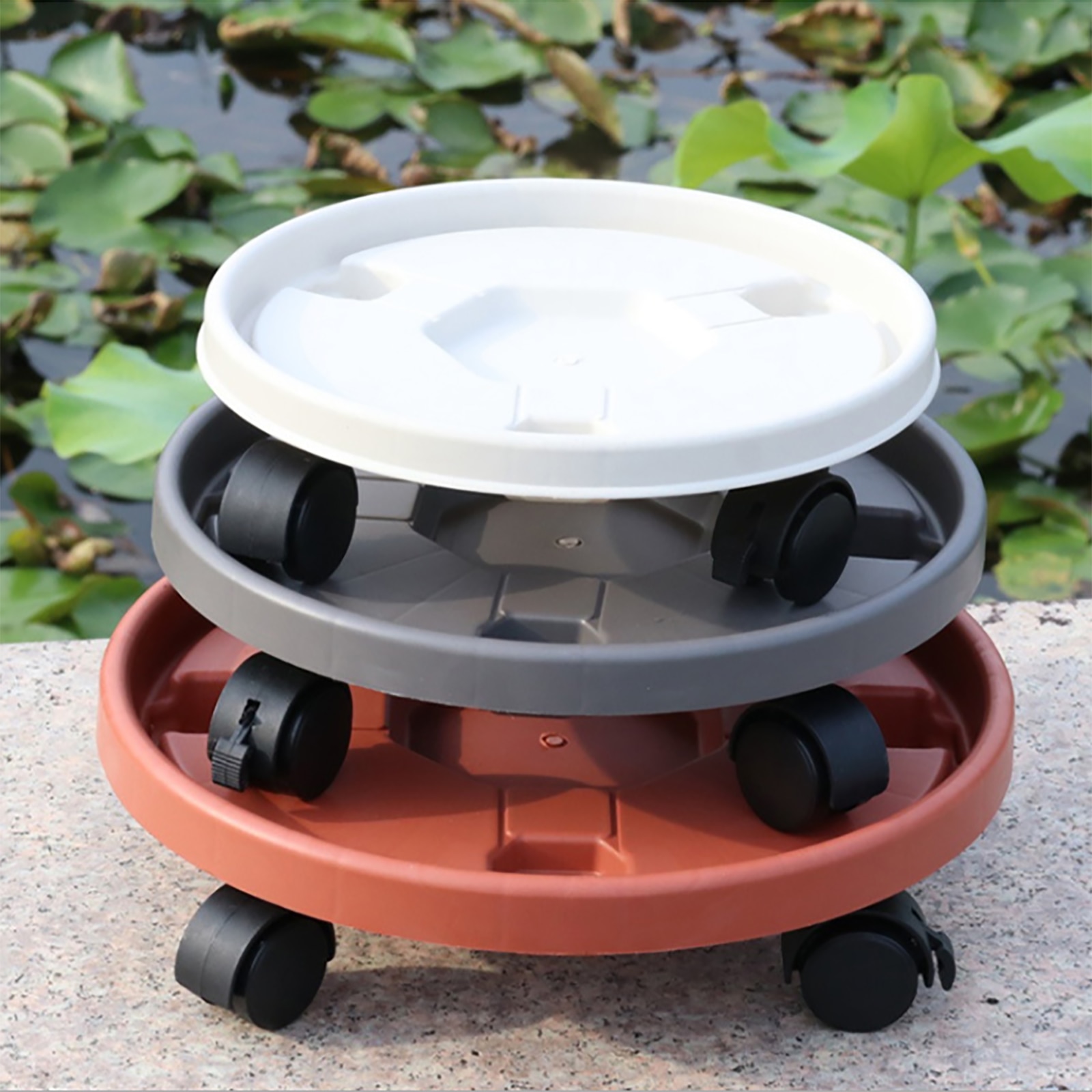 Ronde Bloempot Lade Met Wielen Verdikte Removable Vaas Lade Bodem Houder Draagbare Tuin Pallet Tool Voor Vrouwen Meisjes