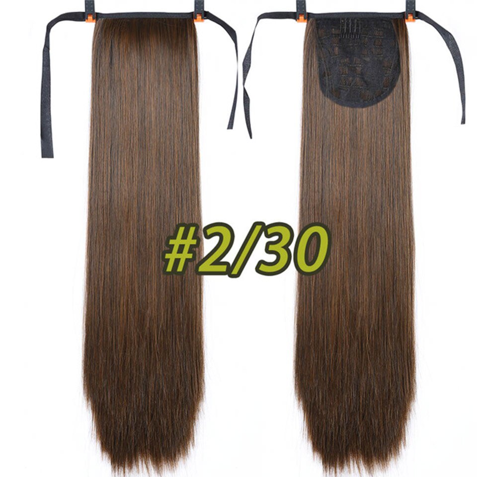 LUPU-peluca larga y Lisa para mujer, coleta de 22 pulgadas, extensiones de cabello sintético resistente a altas temperaturas, color negro Natural: 2I30