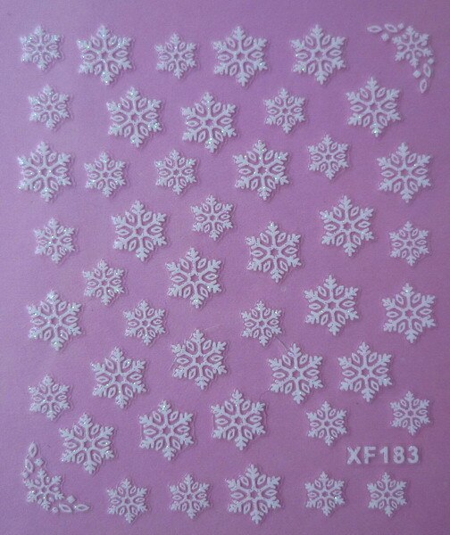 Waterdichte Water Transfer Nails Art Sticker Mooie 3D Sneeuwvlok Meisje En Vrouwen Manicure Gereedschap Nail Wraps Decals XF183