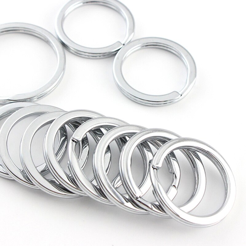 50pcs! Round Metal key ring sturdy and durable 28mm 35mm Keychain holders decoration Women Men Anti-lost Keyring organizador