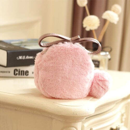 Cute Faux Fur Girls small Crossbody for kid babg girl Cute Furry Ball Handbag Wallet Purse Shoulder Bag Solid pink black: Pink