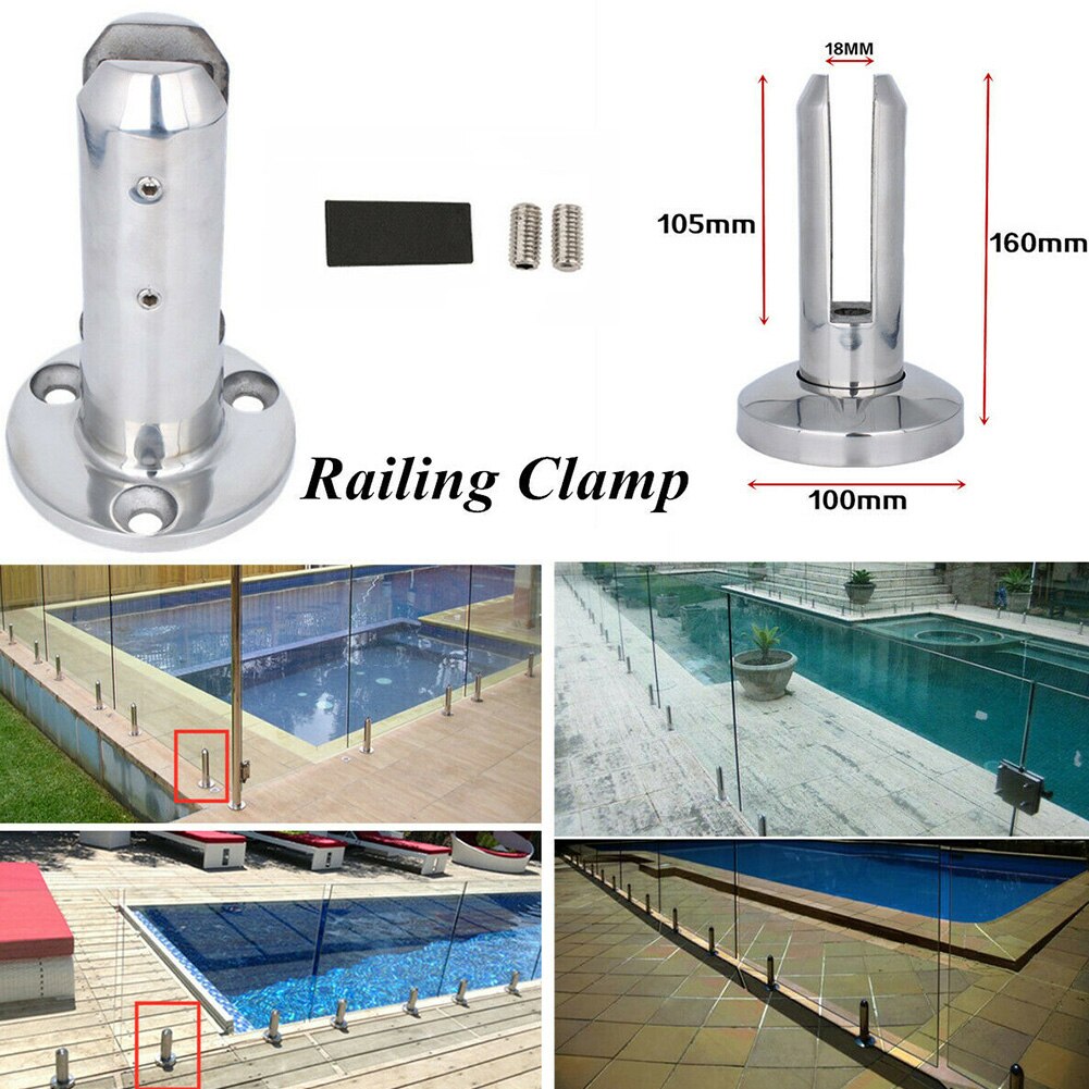 Fence Round Floor Stand Railing Balcony Glass Clamp Spigots Stairs Bathroom Pool Bracket Balustrade Stainless Steel Home