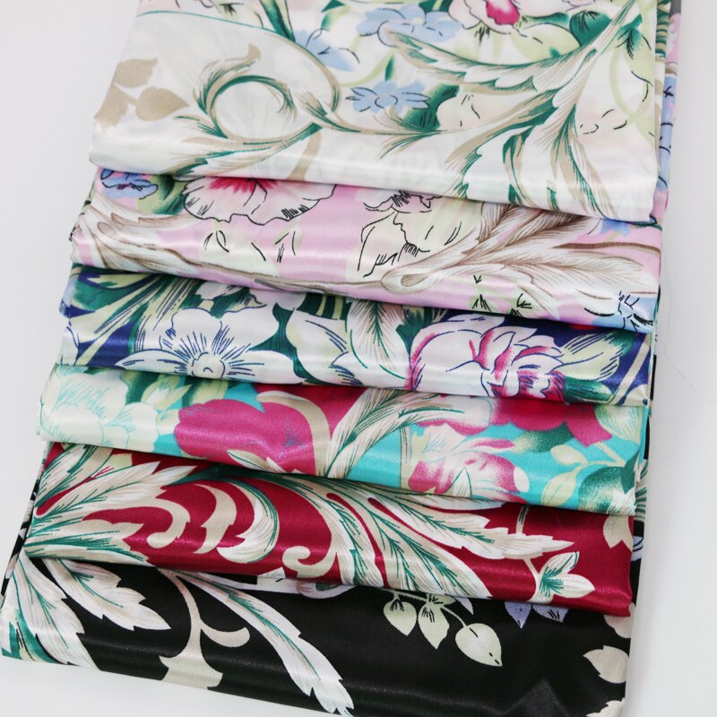 100cm * 148cm print satijnen stof voor naaien Zachte polyester materiaal sjaal stof daffodil