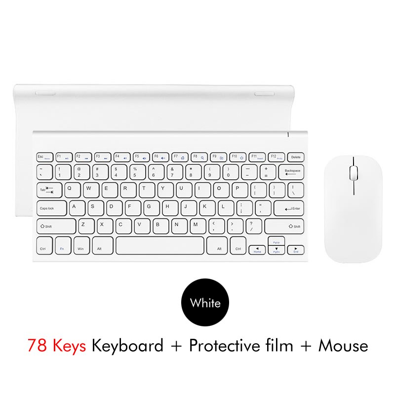 B.O.W 2.4Ghz Wireless Keyboard, 10 Keys Slim Matte Metal Ultra thin Rechargeable Full Size Keyboard Kits with Nano USB Receiver: White Combo 78Keys