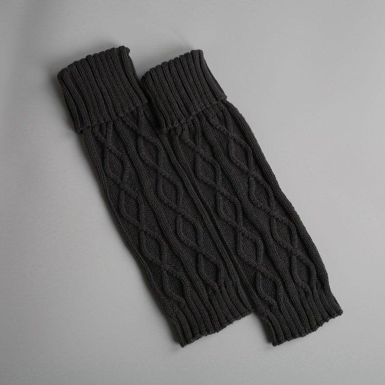 Vinterstrikket ull varme leggings vintage lingge ensfarget termisk varme lange sokker furry benvarmere kvinner: Drakgrå