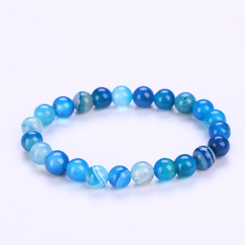 Natuurlijke Transfer Luck Purple Amethisten Bead Armband Chakra Yoga Vulkanische Steen 8mm Ronde Stenen Kralen Armbanden Voor Vrouwen: Blue Agate