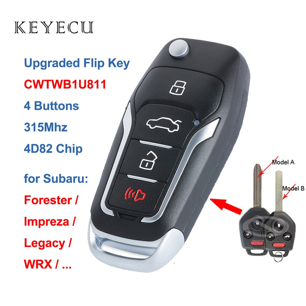 Keyecu Verbeterde Flip Afstandsbediening Autosleutel Fob 315 Mhz 4D82 Chip 4 Knop Voor Subaru Forester Impreza Legacy - Fcc: CWTWB1U811