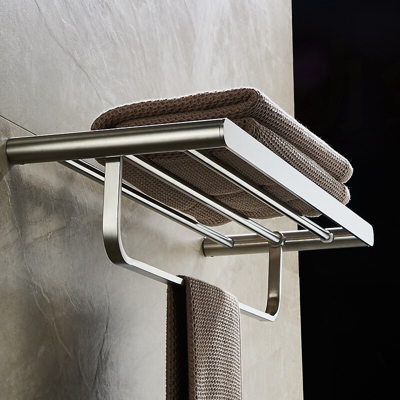 Brushed Nickel Bathroom Accessories Set SUS304 Stainless Steel Bathroom Set 24" Double Towel Bar,Toilet Paper Holder Robe Hooks