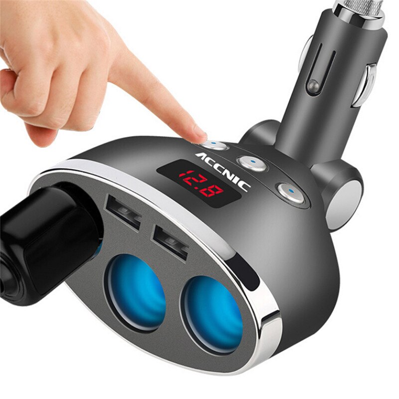 3 In 1 Dual Usb Auto Sigarettenaansteker Splitter Plug 3 Auto Voltage Monitor