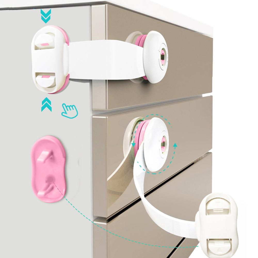 Baby Safety Cabinet Lock Strap Children Wardrobe Safety Lock Child Proof Blocker Kids Safety Plastic Protection Safety Lock