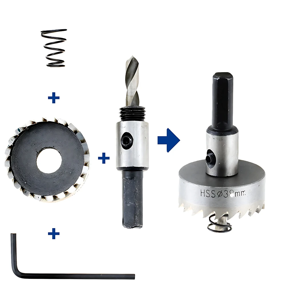 Hss-bor med hårdmetalspids 16mm to 30mm stk. hss-hulsav boreskaft 7mm 10mm hss-hulsavskærer med hårdmetalspids metalsav kopbor
