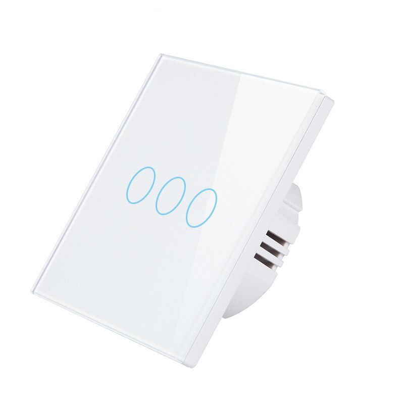 Interruptor inteligente Wifi de 1/2/3 entradas para UE, enchufe de pared con cable de fuego único, sin cable neutro, Panel táctil RF de 433MHz