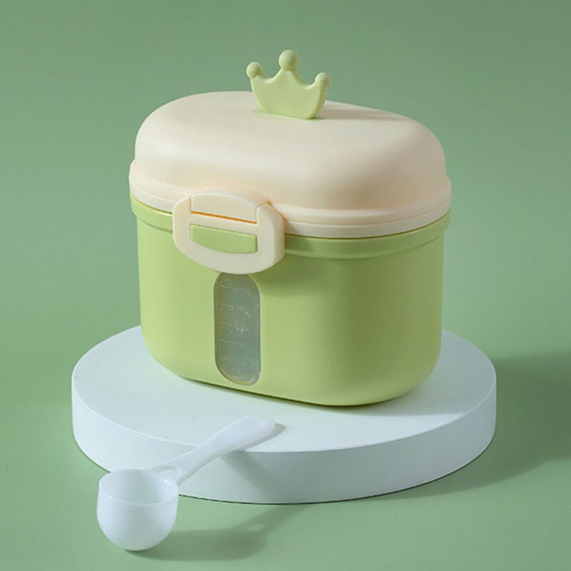 Portable Baby Food Storage Box BPA Free Formula Dispenser Cartoon Infant Milk Powder Box Toddler Snacks Cup Container: Green 240ml
