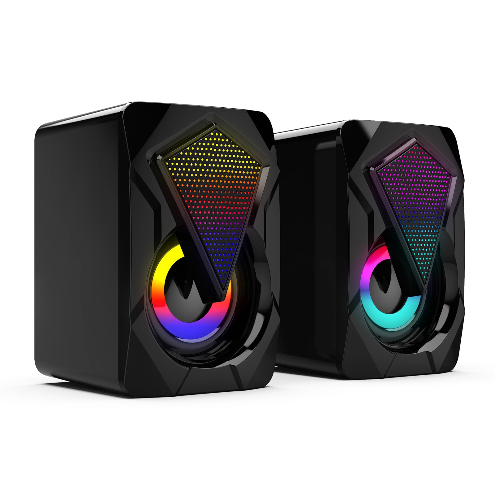 USB Powered Computer Speakers 3Wx2 Subwoofer Multimedia Bass with RGB Light