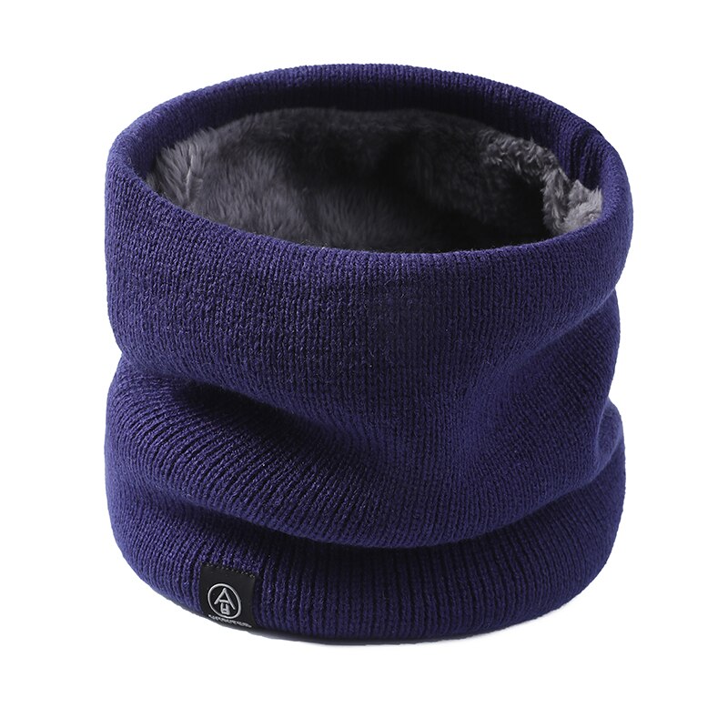 Female Winter Warm Scarf Solid Chunky Cable Knit cotton Snood Infinity Neck Warmer Cowl Collar Circle Scarf Women Men: Navy