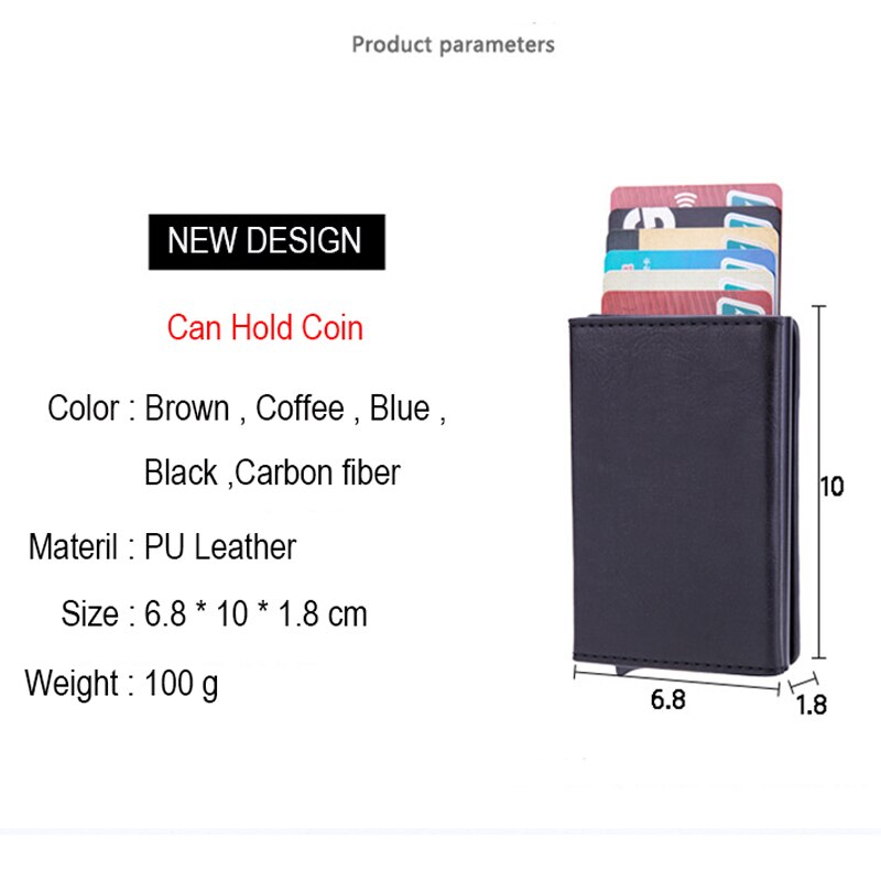 DIENQI – étui en cuir Anti Rfid pour hommes et femmes, portefeuille en métal, porte-monnaie en carbone, Mini porte-cartes de crédit avec fermeture éclair