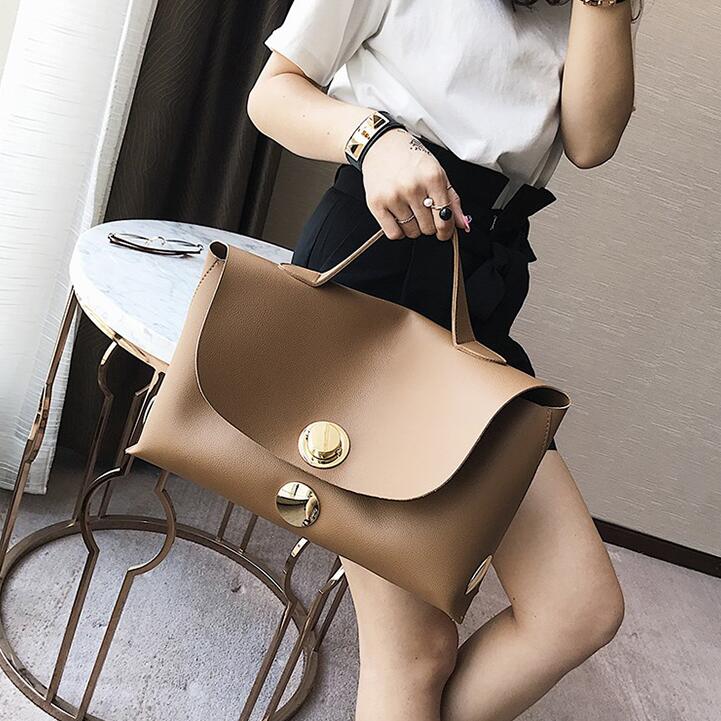 Western style Women Handbags PU leather Women Tote bags Locks Big Bags Commute Simple Boston bag