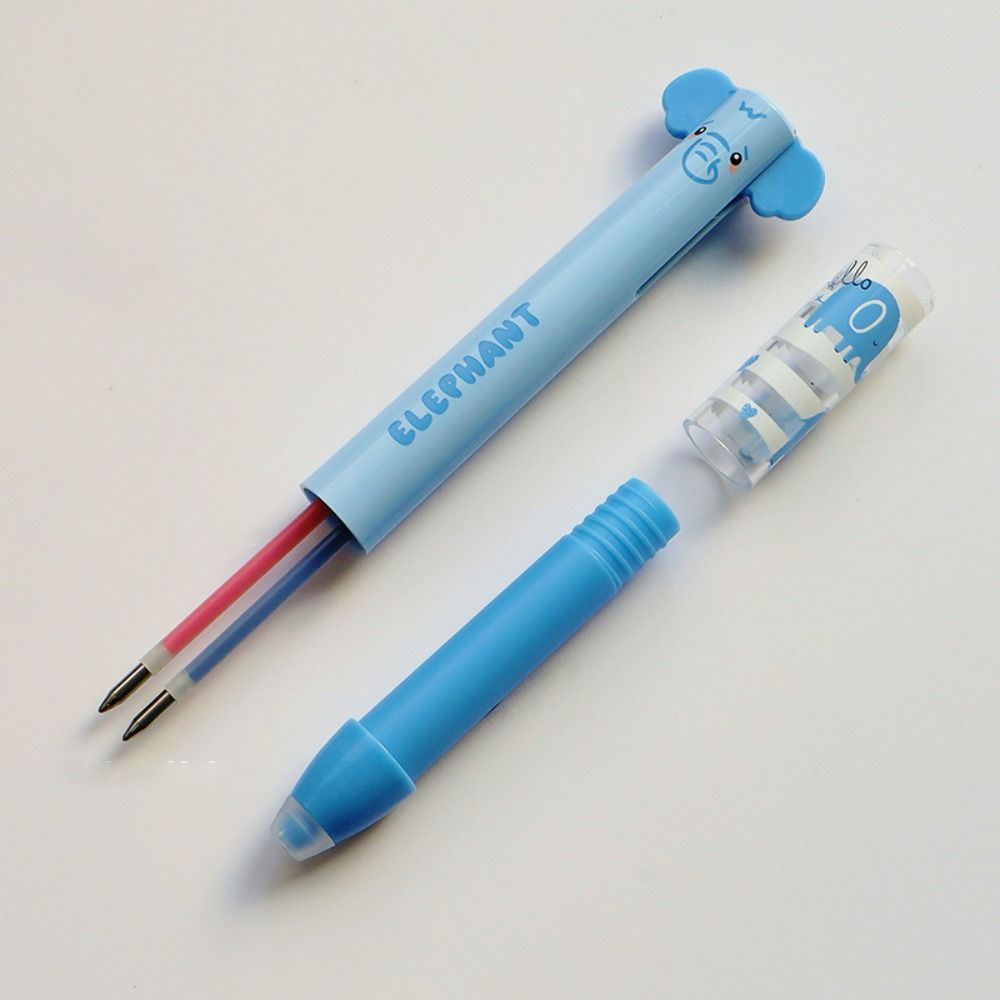 Cartoon Erasable Ballpoint Pen Animal Quick-drying Neutral Pen Double Ink Color Signature Pens Stationery