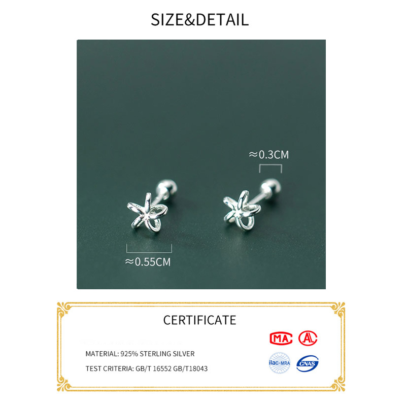 La Monada-pendientes de plata 925 con forma de flor para mujer, Piercing para La oreja, tuerca de plata 925, tuerca de tornillo, chica
