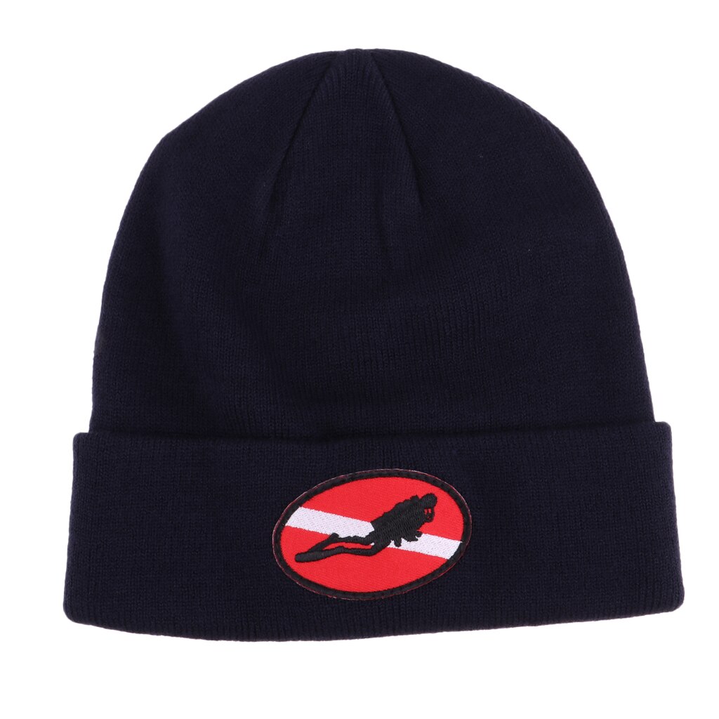 Berretto da cappello a cuffia in maglia calda e confortevole con bandiera subacquea per Kayak da sub: Navy Blue 2