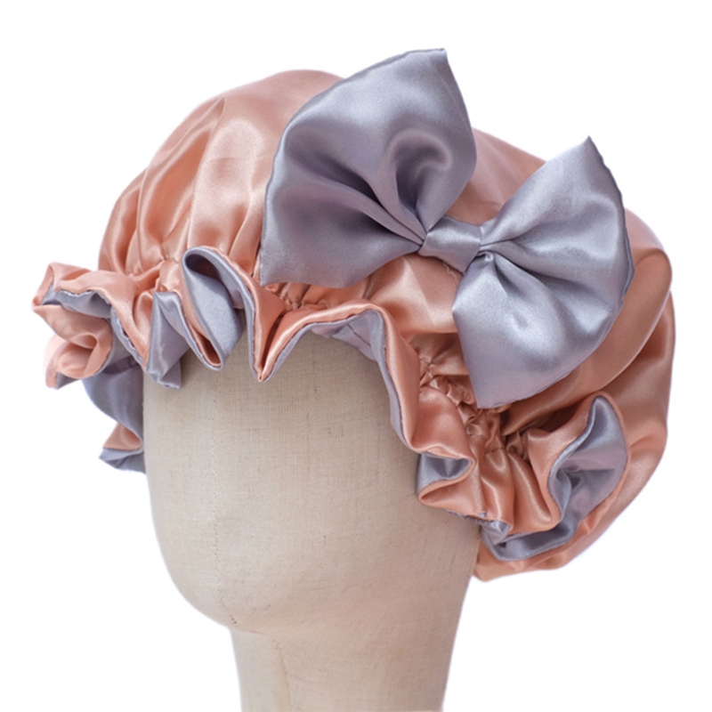 Bonnet de nuit en Satin soyeux pour bébé, Double couche réglable, Turban de nuit pour fille, couleur unie, mignon, à la ,: C-1