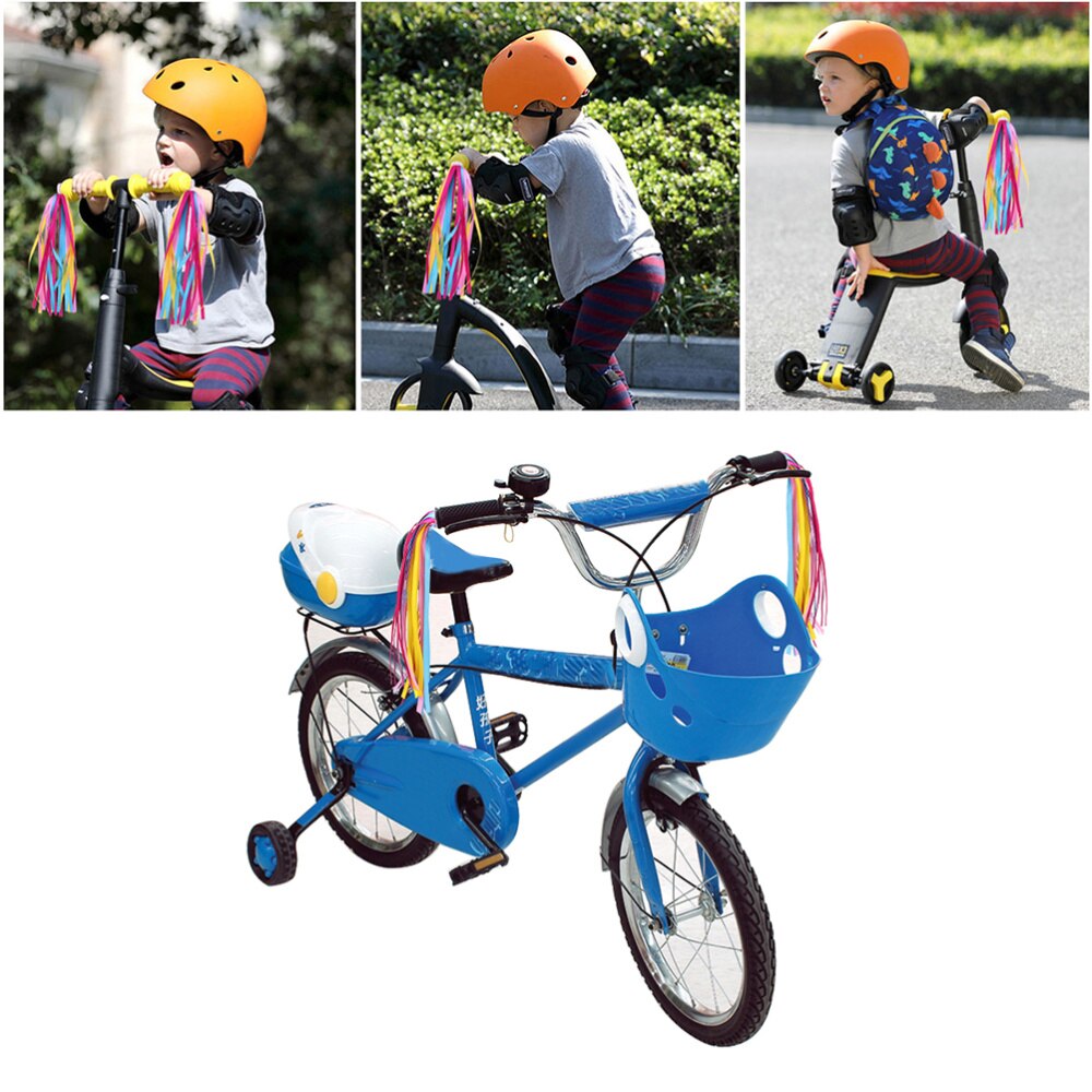 2 pares de serpentinas de manillar para bicicleta, cinta para manillar de bicicleta con borlas para niños y niñas (amarillo, rosa, púrpura)