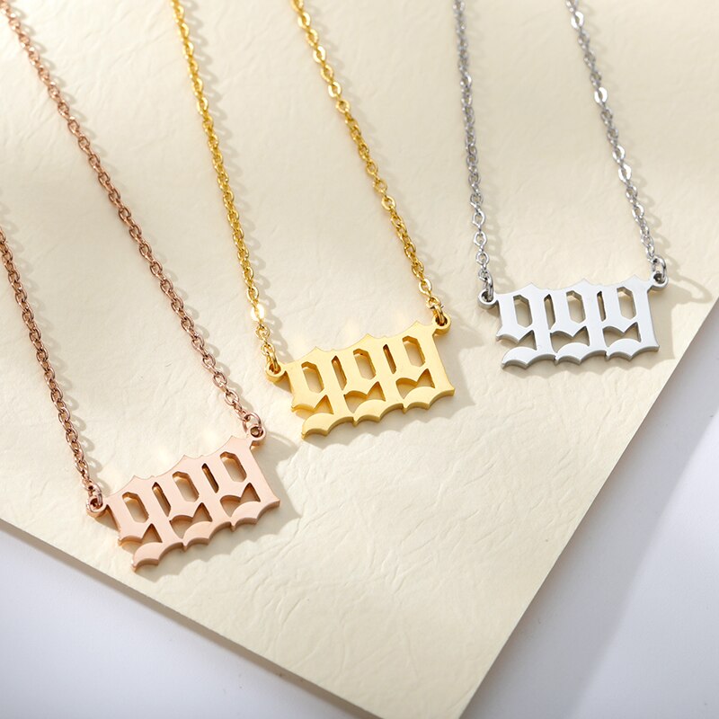 444 666 777 engel Anzahl Halskette Teufel Engel 999 222 111 Halskette Für Frauen Collares Kette Edelstahl Minimalistischen Schmuck