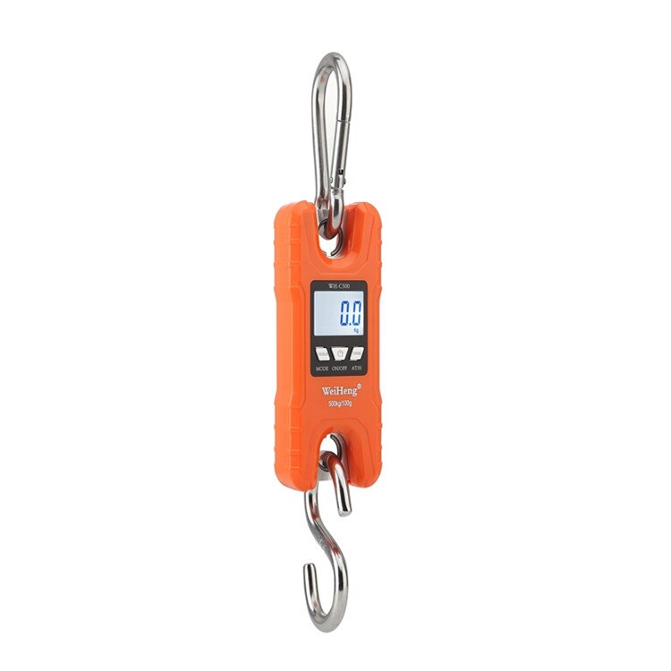 WeiHeng Crane Scale 150KG 500KG Digital Stainless Steel Hook Hanging Scales 200kg 300kg LCD Loop Fish Heavy Duty Weight Balance: 500kg Orange