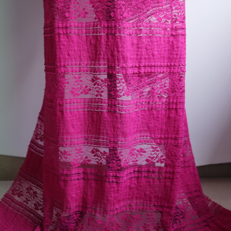 1 Yard*135cm Rose Embroidery Cotton Lace Material Floral Guipure Lace Stretch Fabric Mesh