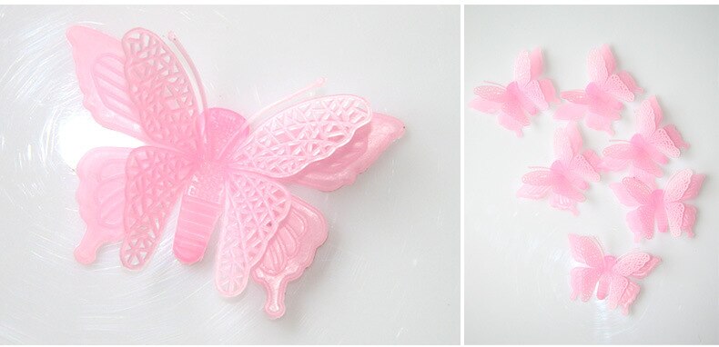 6PCS Luminous Double Layer Butterfly 3D Kids Room Decoration Glow in the Dark Art Fluorescent Toy: 1