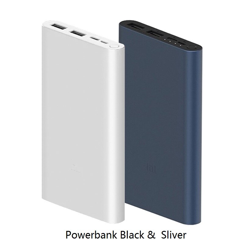 10000mAh Xiaomi Mi Power Bank 3 External Battery Bank 18W Quick Charge Powerbank 10000 with USB Type C for Mobile Phone: PB 3 Silver Black