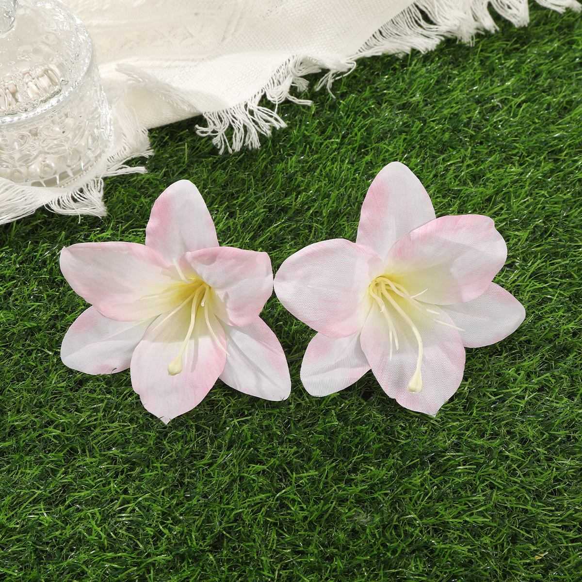 Horquillas de orquídeas simuladas, pinza para el pelo de flor blanca y rosa para mujer, horquilla para foto de playa de viaje de verano, Clip LATERAL, tocados de: Verde esmeralda