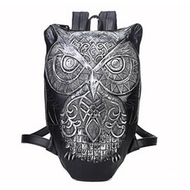 Steelsir Animal Owl Print Travel Backpack Punk Tide Men Personality 3D Animal Type 14 Inch Computer Backpack