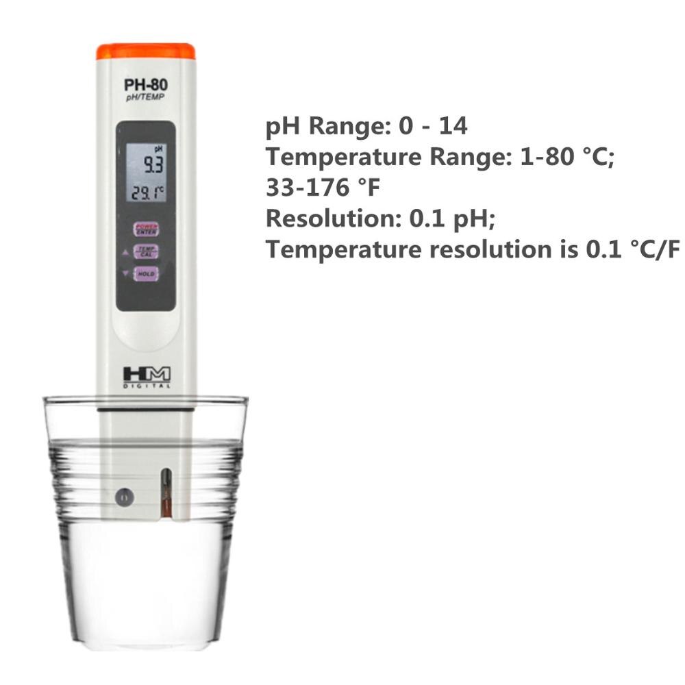 HM Digital PH-80 pH Meter Water Tester for Testing Applications Hydroponics Pool Aquariums Drinking water 40%off