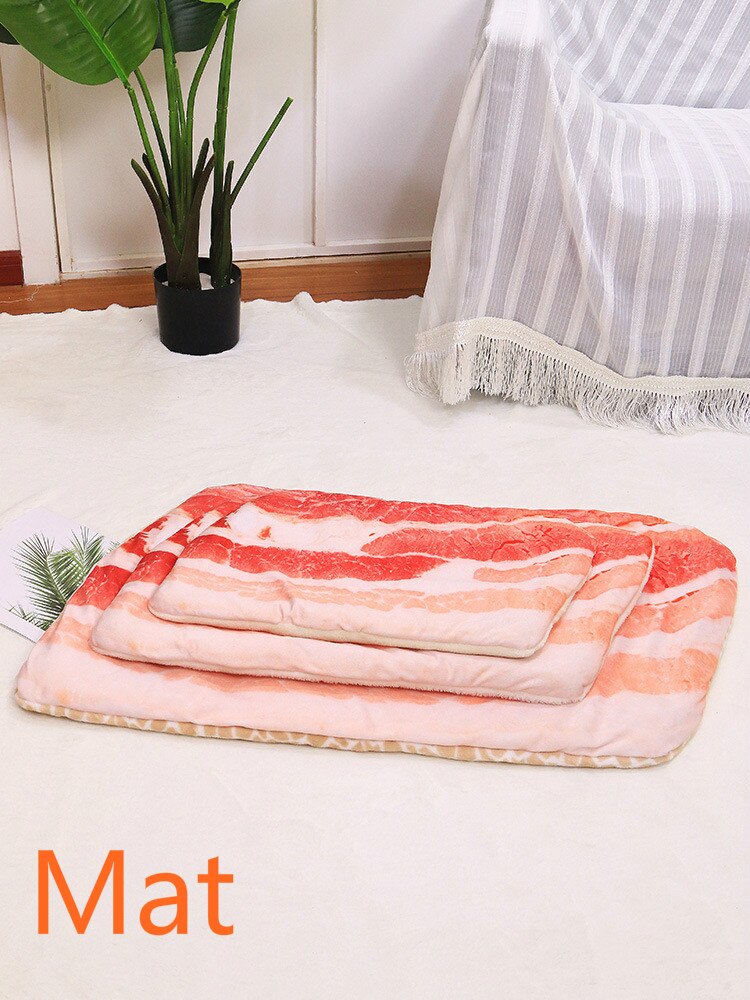 Kreative Pet Kissen Decke Weichen Samt Pizza Ei Lebensmittel Obst Gedruckt Hund Katzen Schlaf Matte Winter Warme Decken Haustiere Produkte: Bacon Mat / S