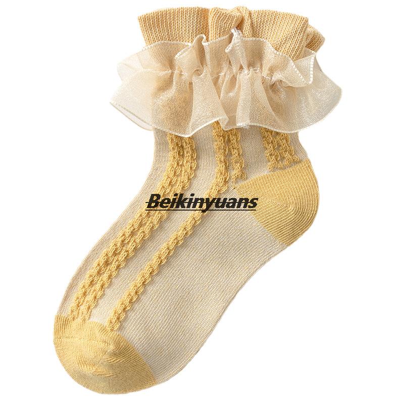 Meninas meias de algodão fino crianças meias primavera e outono coltsfoot princesa menina salto dança bebê branco meias rendas bebê sokken