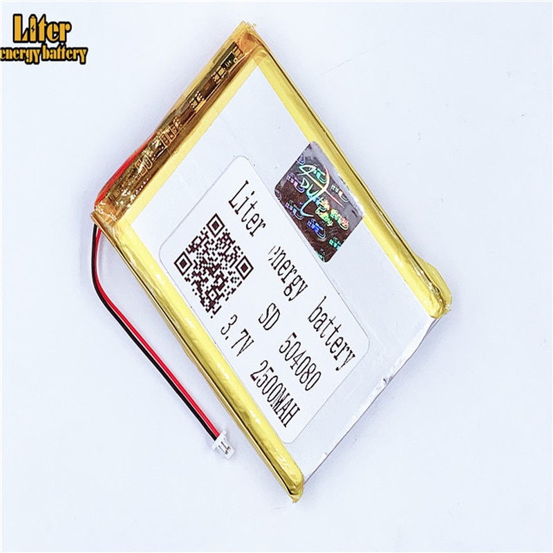 1.0 MM 2pin connector Li-po Batterij 3.7 V 504080 2500 mah e-boeken GPS PDA Lithium Polymeer li-Po Oplaadbare Batterij