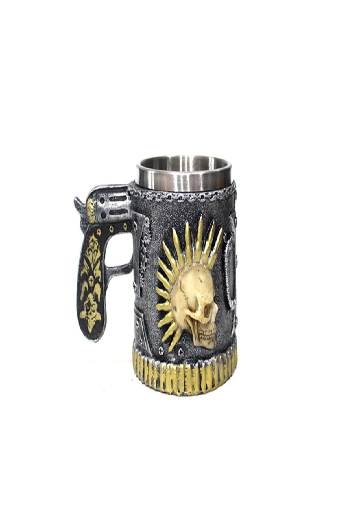 Beer Glass Skull Mug Espresso Coffee Cup Set Handmade Beer Mug Tea Glass Whiskey Glass Tumbler Drinkware steel resin 3D: Yellow