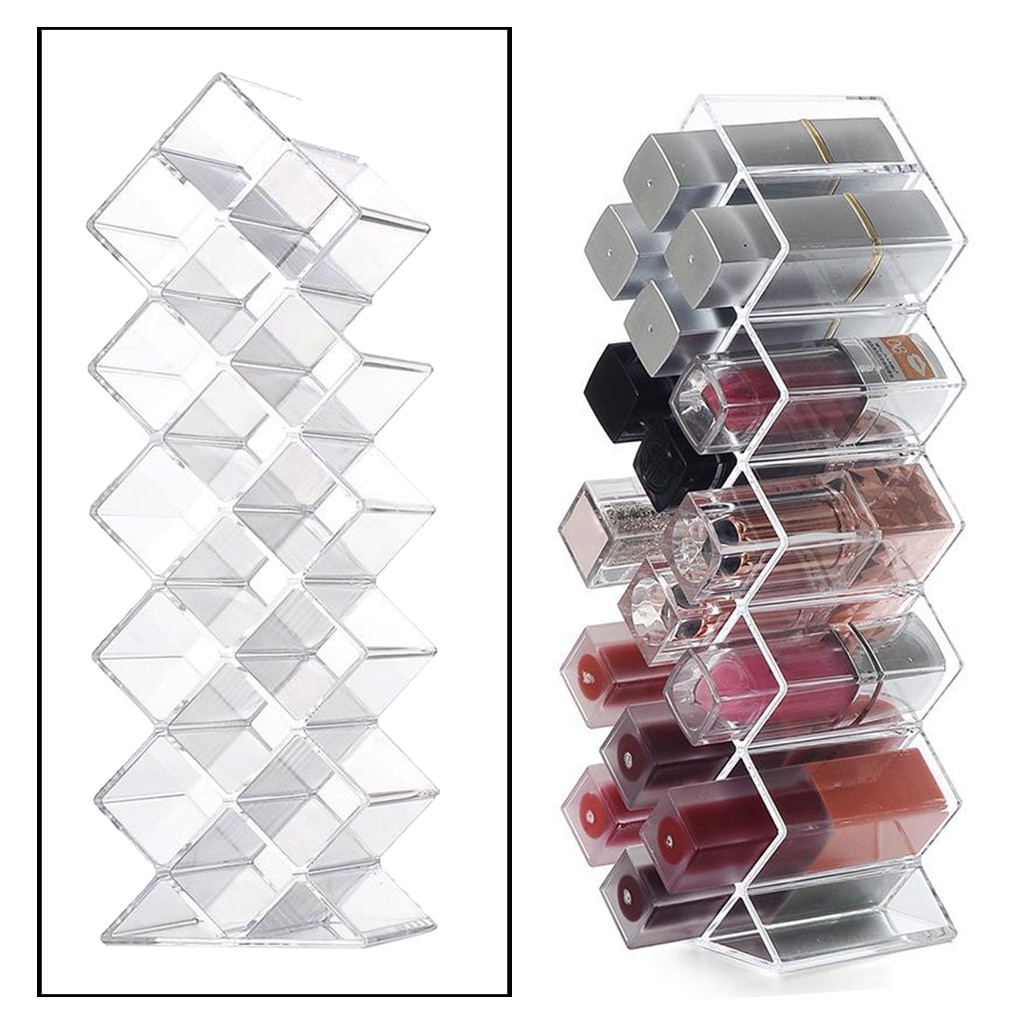 16 gitter akryl make up opbevaringsholder makeup arrangør opbevaringsboks kosmetisk æske læbestift smykkeskrin sag holder holder